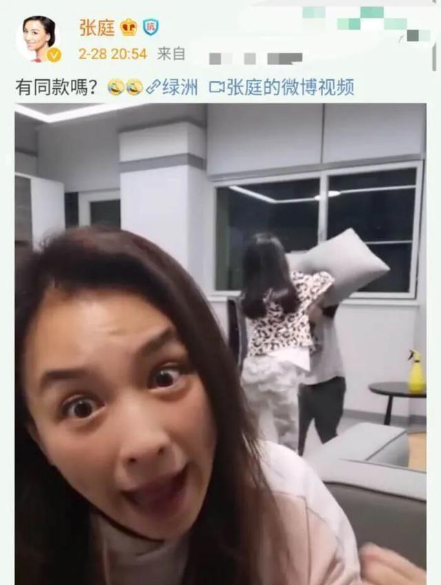 張庭分享兒女打架視頻，披頭散發(fā)對鏡頭吶喊：再不開學我要瘋了