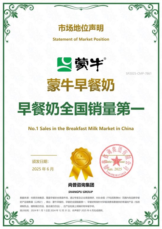 榮耀加冕！蒙牛以銷量第一、消費(fèi)者首選品牌綜合實(shí)力，硬核引領(lǐng)早餐奶品質(zhì)賽道